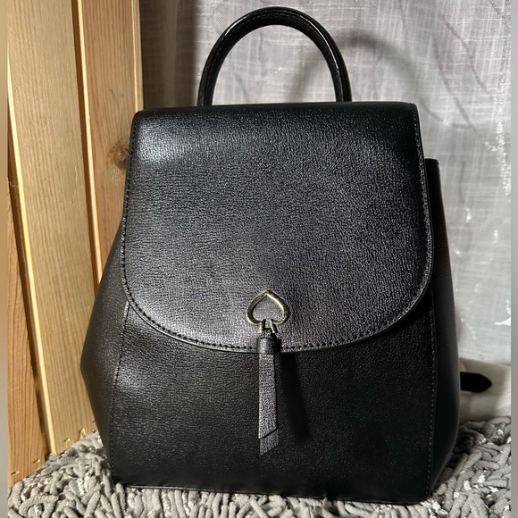 Kate Spade New York Adel Flap Leather Backpack Shoulder Bag, Medium - Black - Picture 3 of 15